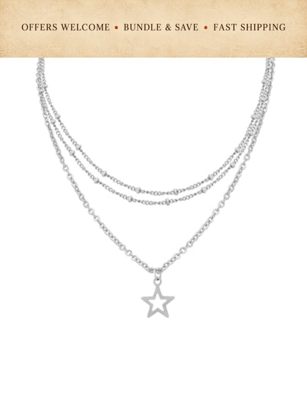 Star Necklace Y2K Grunge Emo Layered Titanium Steel Y-Necklace Chain